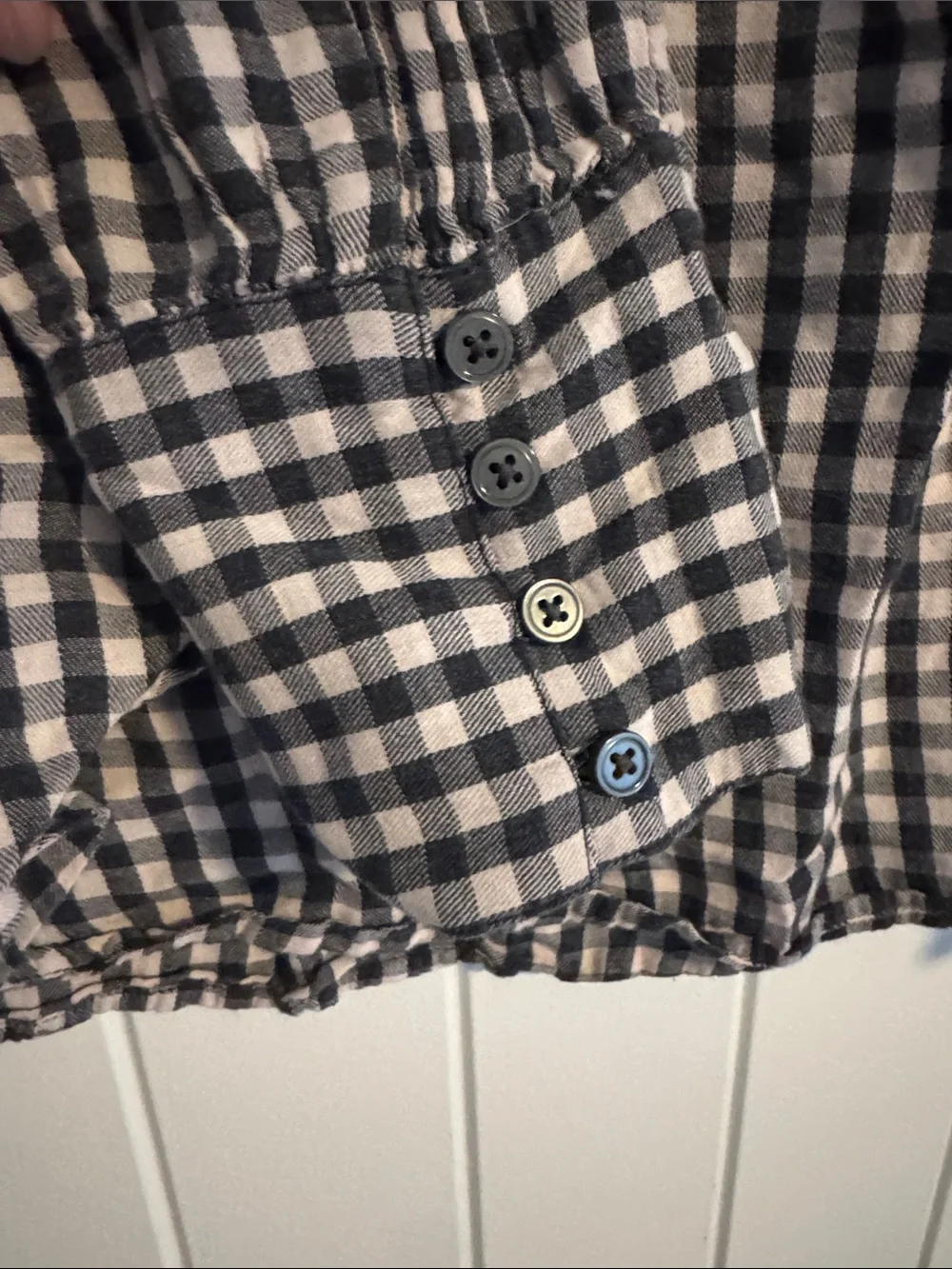 LOFT Black and White Gingham Blouse
